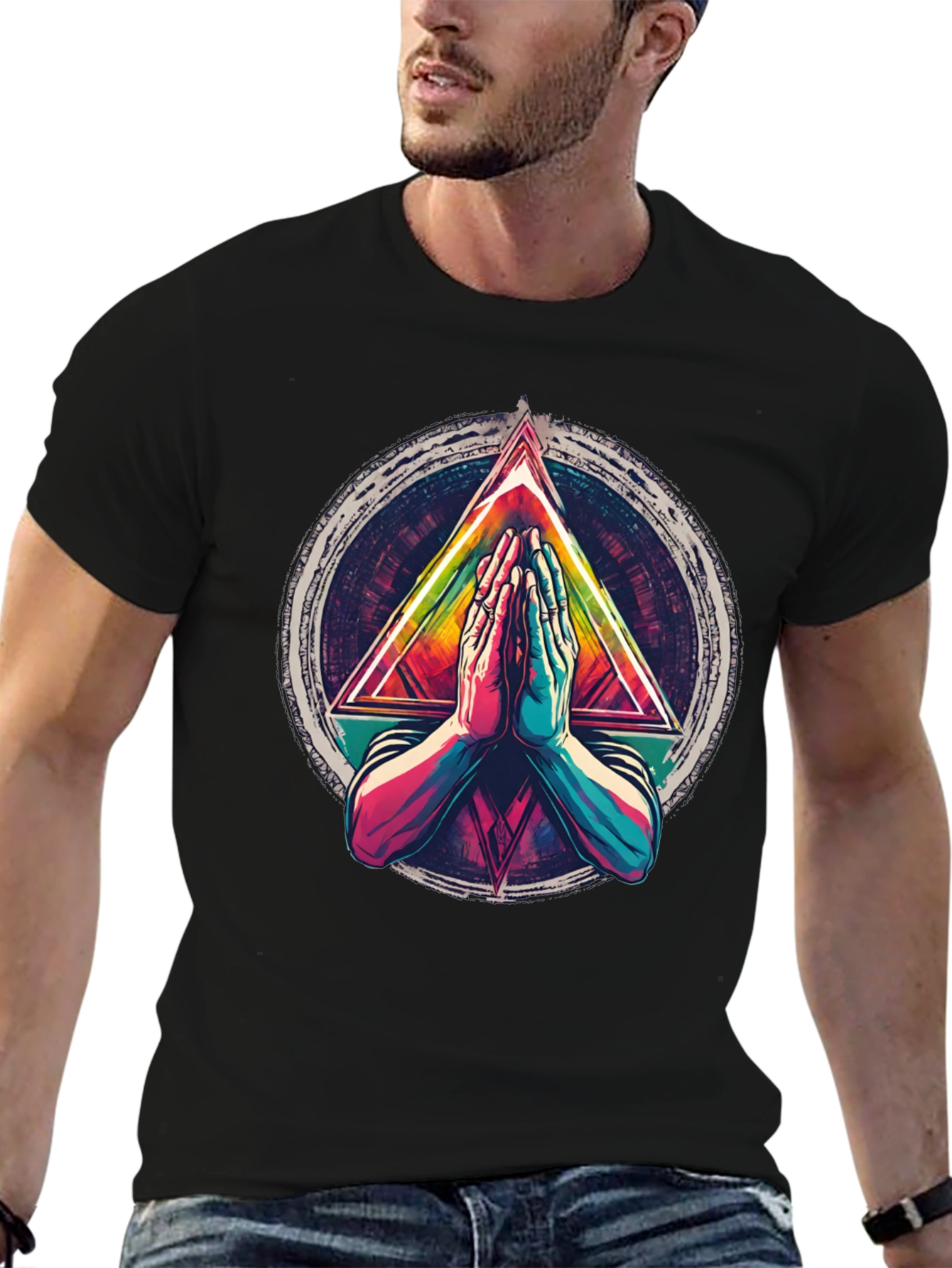 Geometric Hands Black T-Shirt
