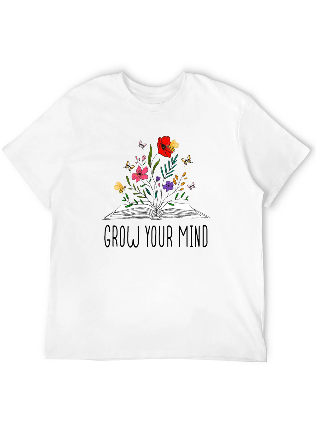 Grow Your Mind Graphic Tee - Book & Flowers