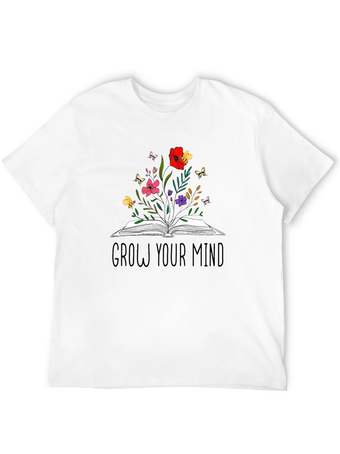 Grow Your Mind Graphic Tee - Book & Flowers