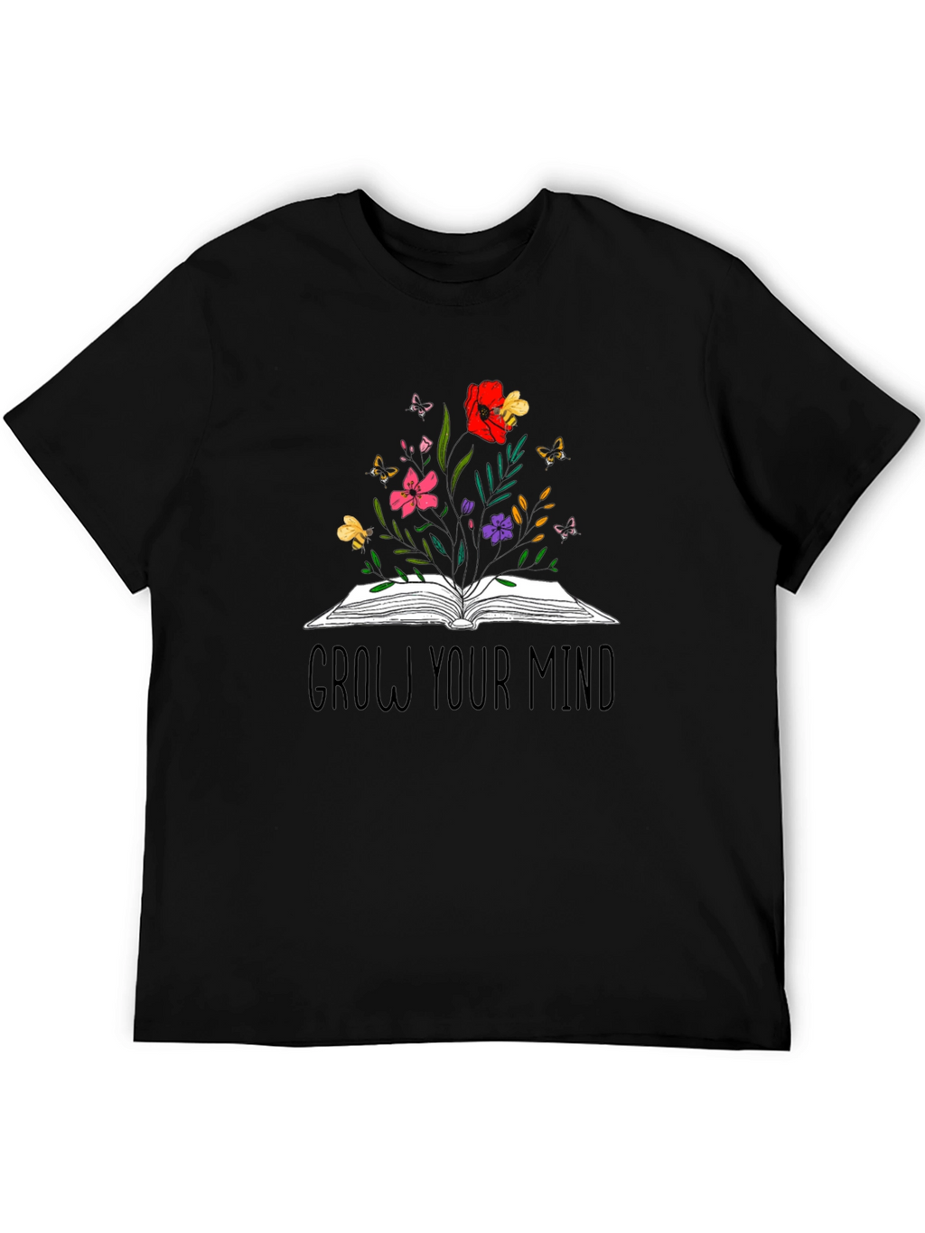 Grow Your Mind Graphic Tee - Book & Flowers