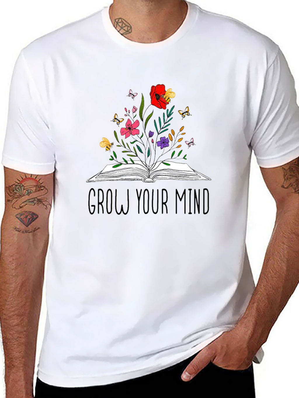 Grow Your Mind Graphic Tee - Book & Flowers
