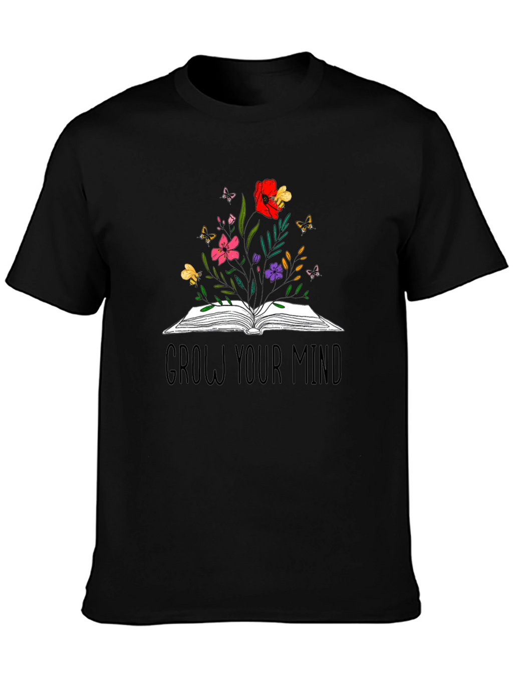 Grow Your Mind Graphic Tee - Book & Flowers
