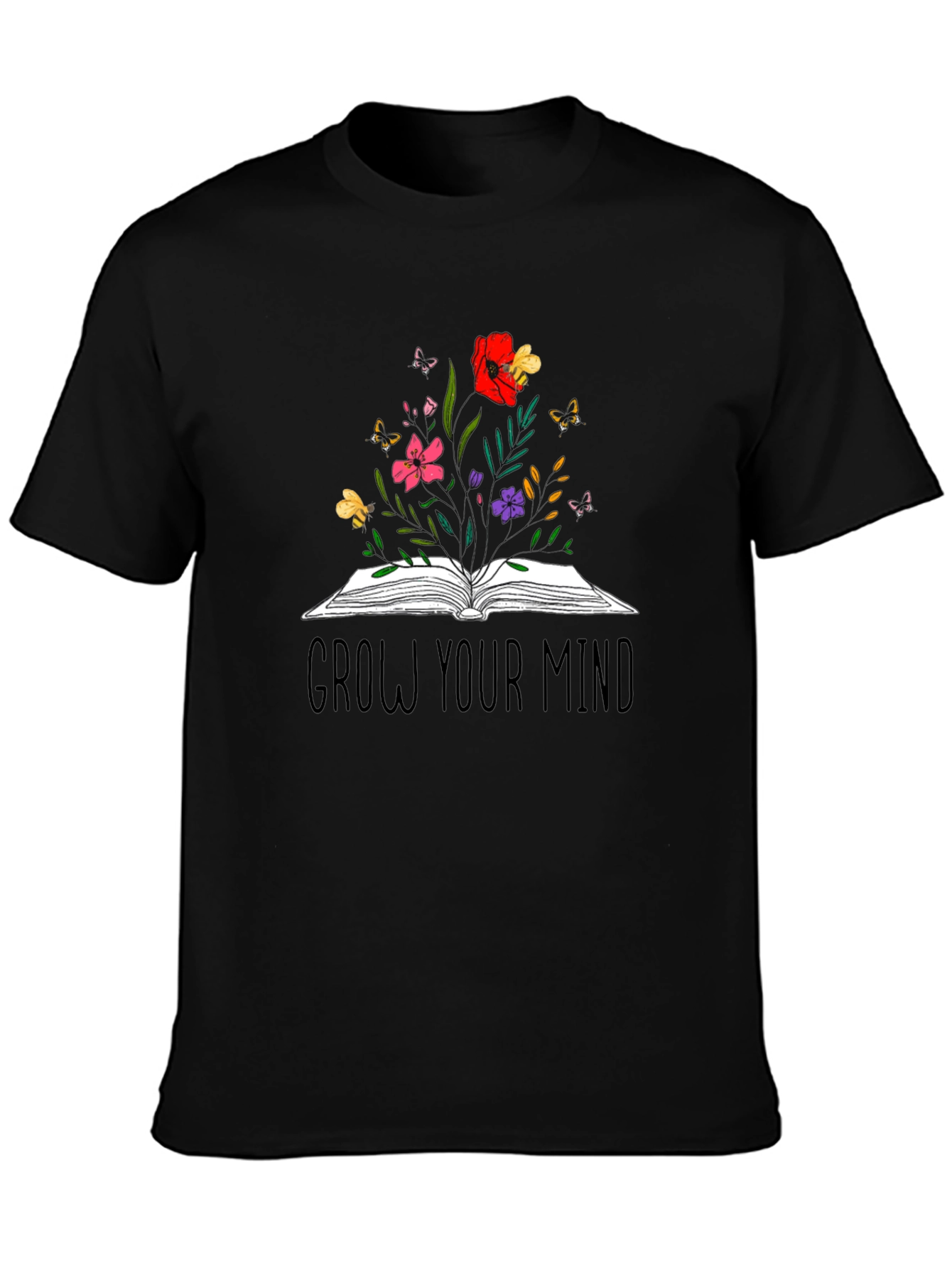 Grow Your Mind Graphic Tee - Book & Flowers