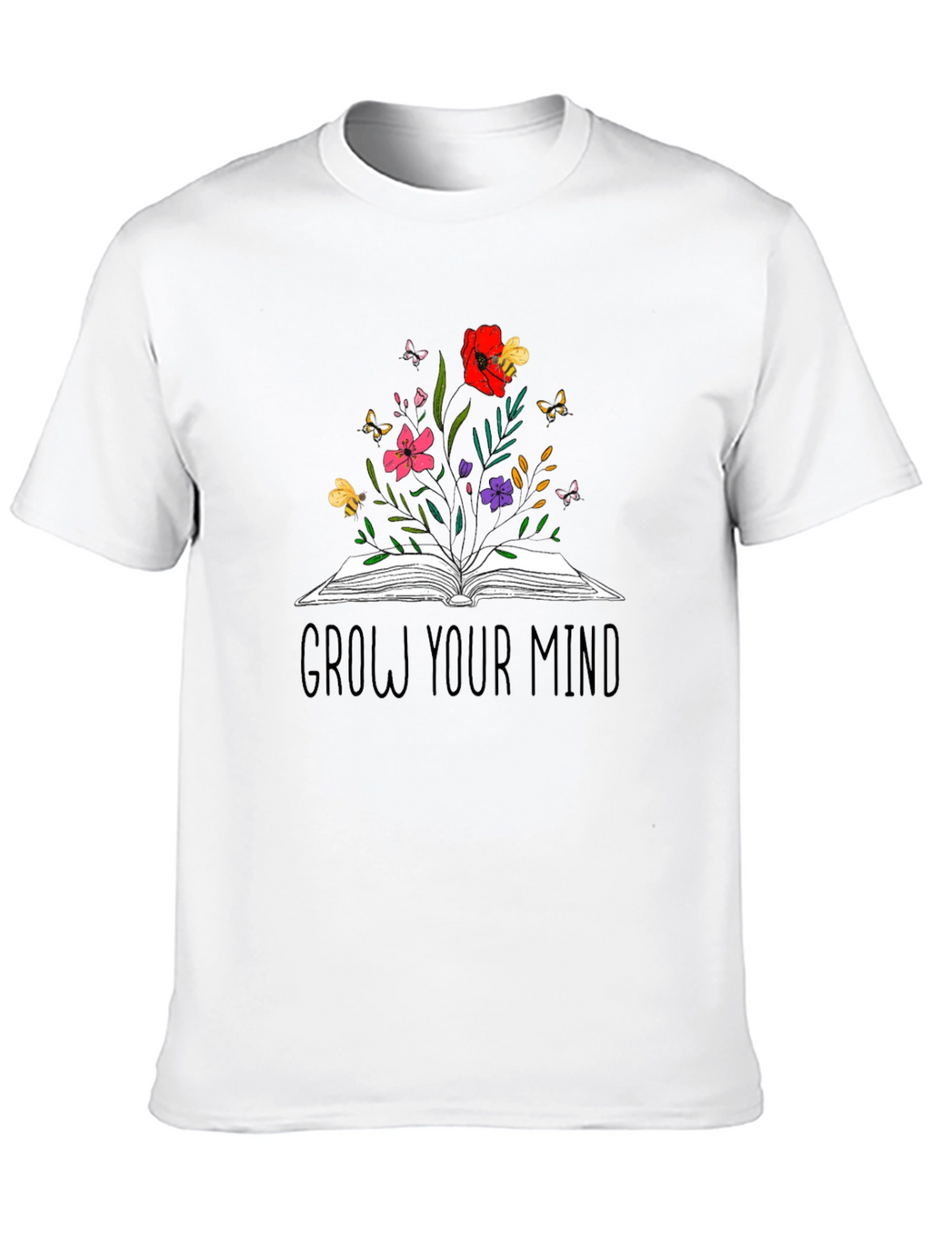 Grow Your Mind Graphic Tee - Book & Flowers