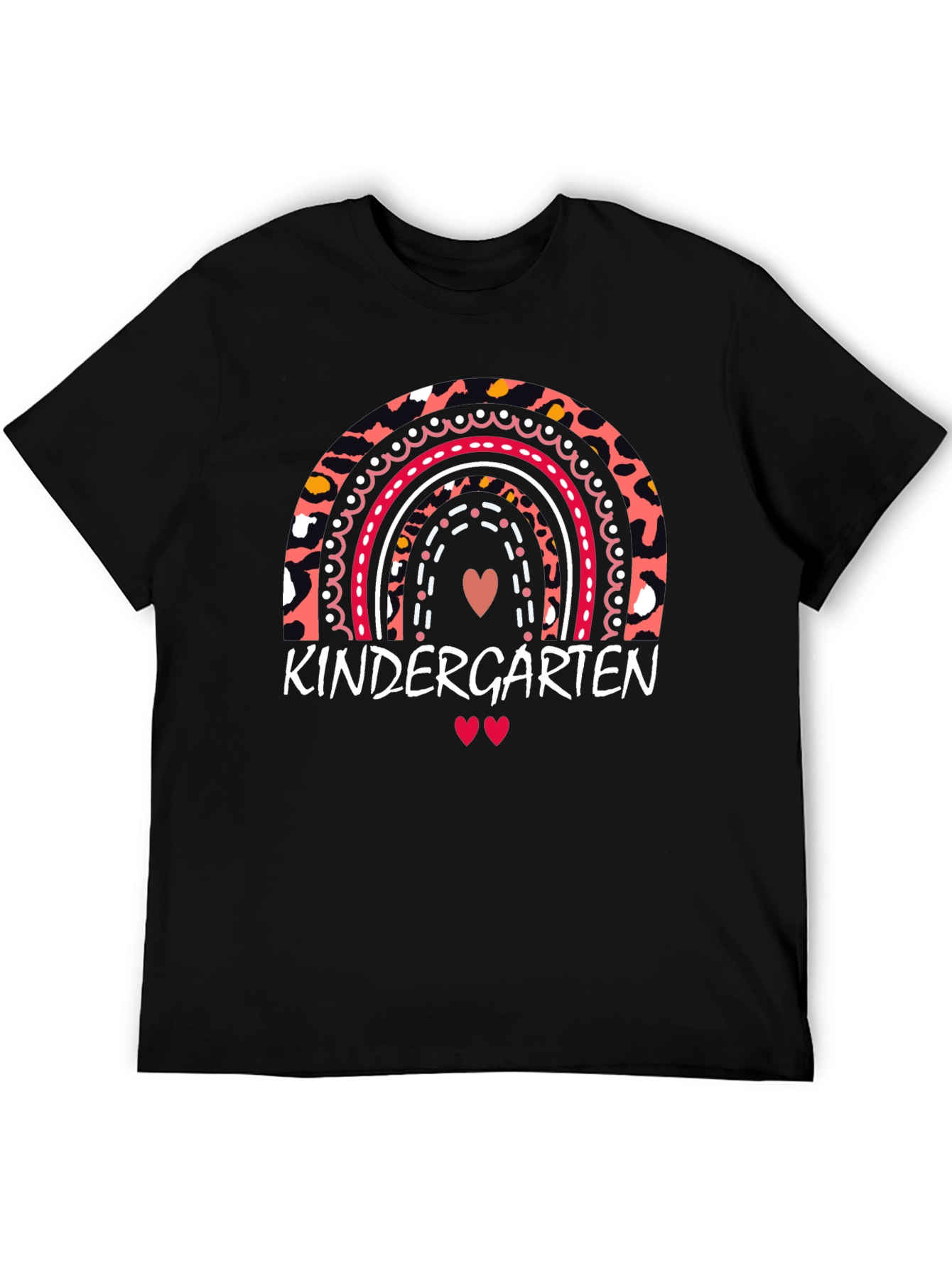 Kindergarten Rainbow Leopard Print Teacher T-Shirt