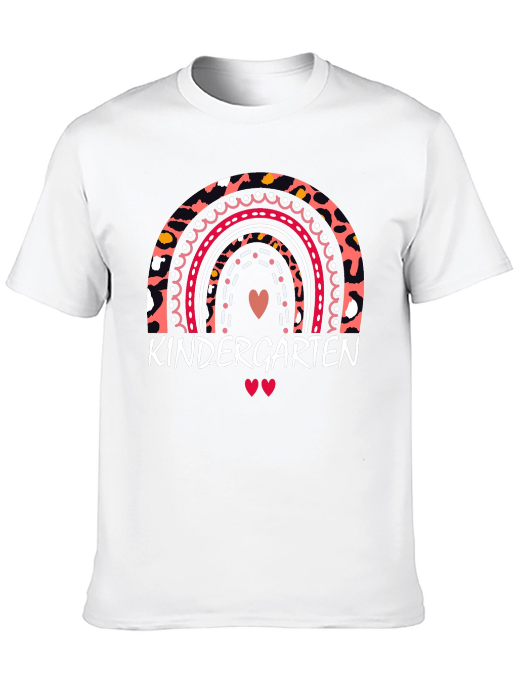 Kindergarten Rainbow Leopard Print Teacher T-Shirt