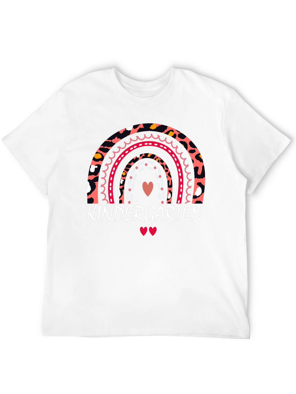 Kindergarten Rainbow Leopard Print Teacher T-Shirt
