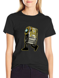 Retro Robot Graphic Tee - Stylish Black T-Shirt