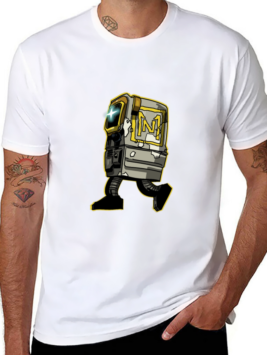 Retro Robot Graphic Tee - Stylish Black T-Shirt