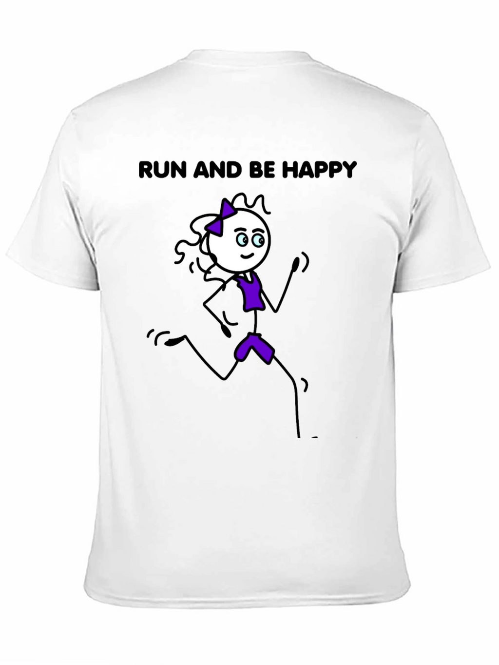 Run and Be Happy T-Shirt - Stick Figure Design