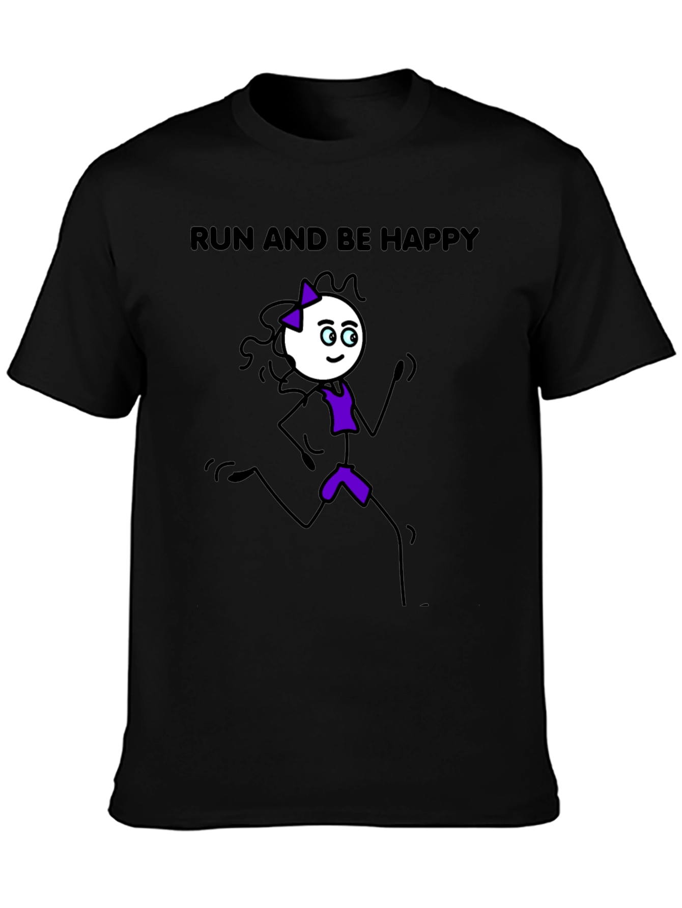 Run and Be Happy T-Shirt - Stick Figure Design