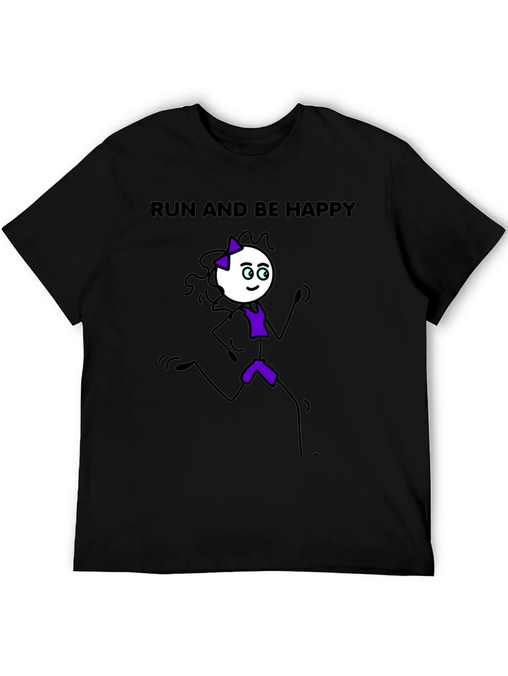 Run and Be Happy T-Shirt - Stick Figure Design
