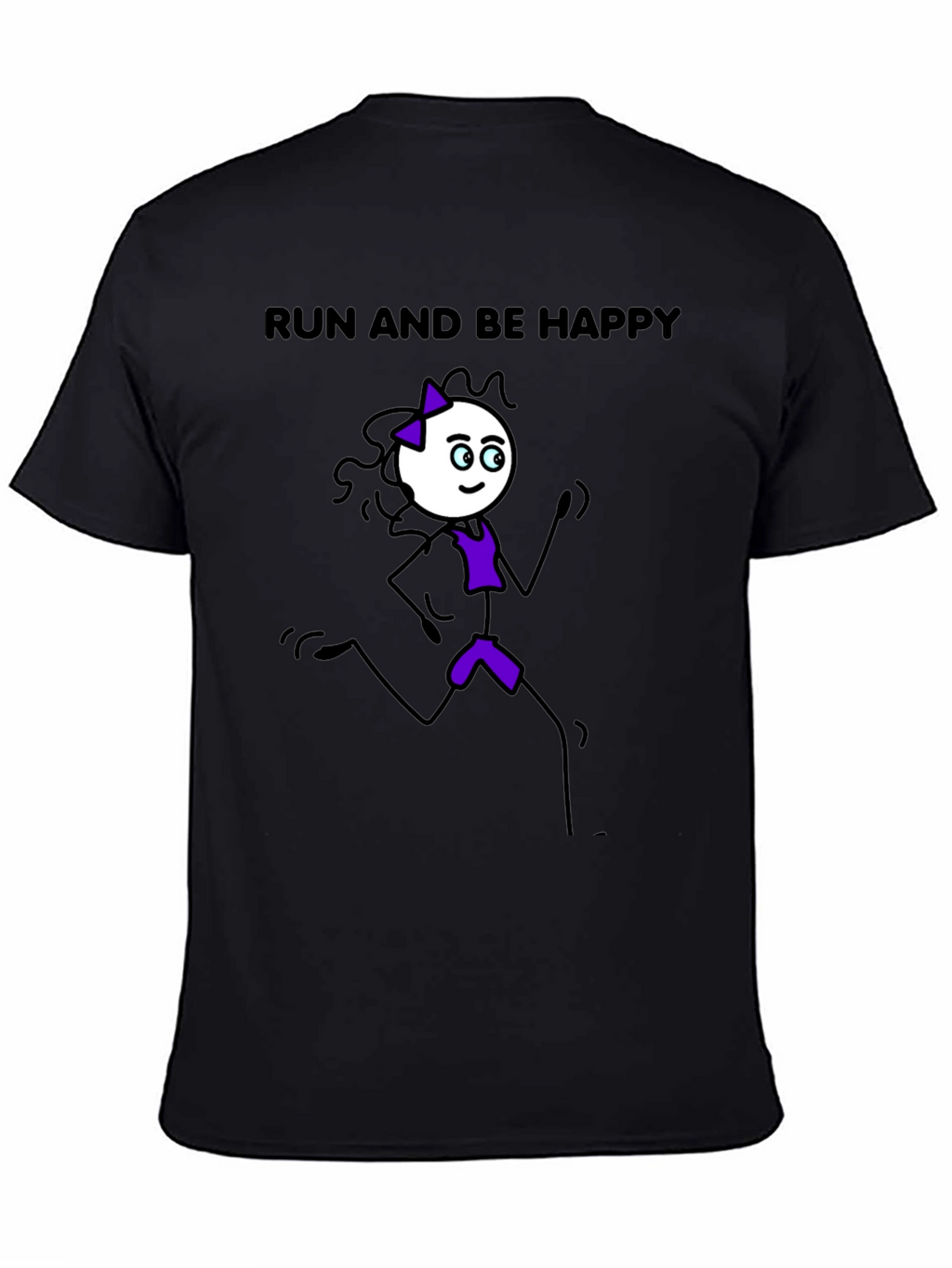 Run and Be Happy T-Shirt - Stick Figure Design