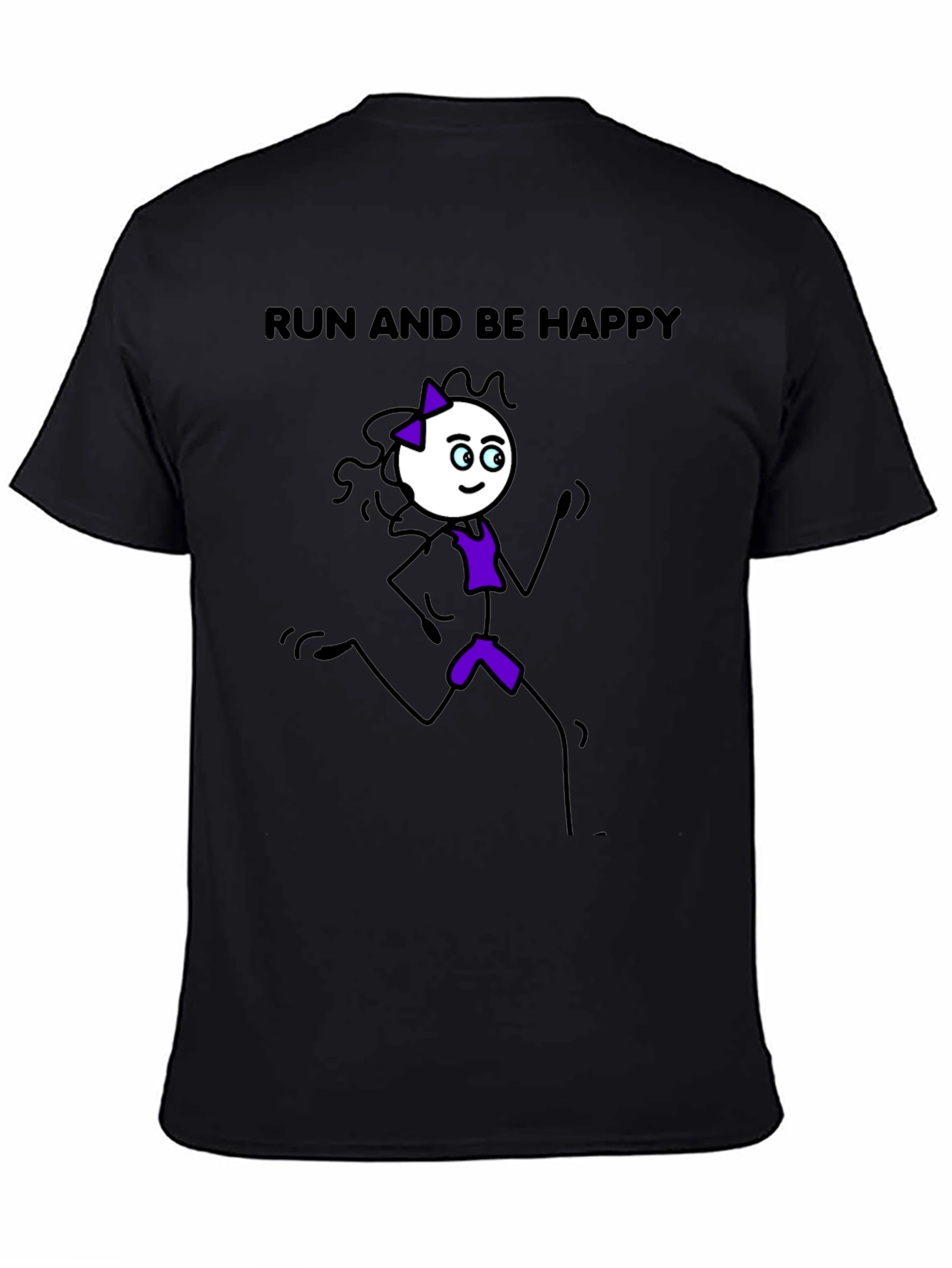 Run and Be Happy T-Shirt - Stick Figure Design