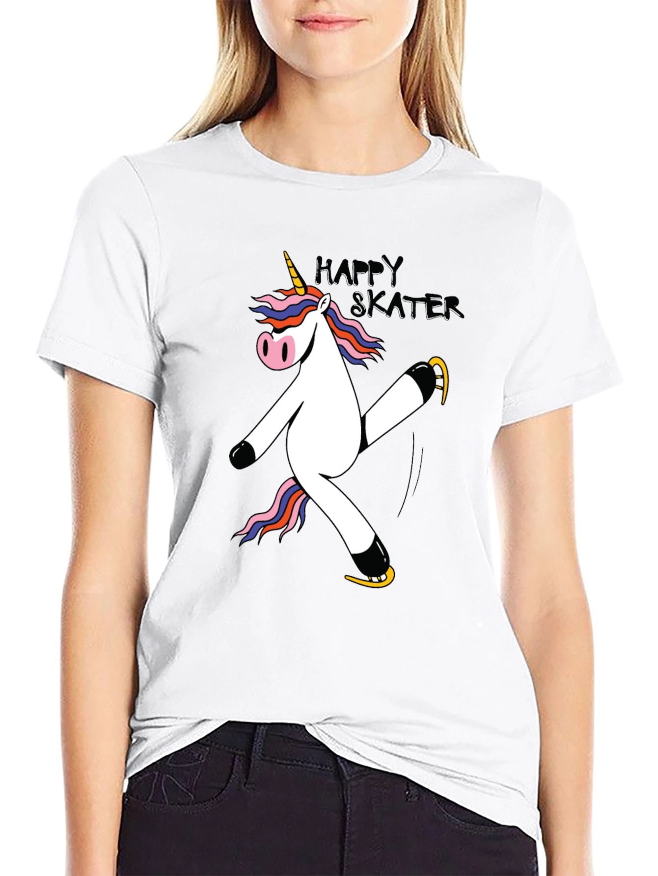 Unicorn Skater Black Graphic T-Shirt