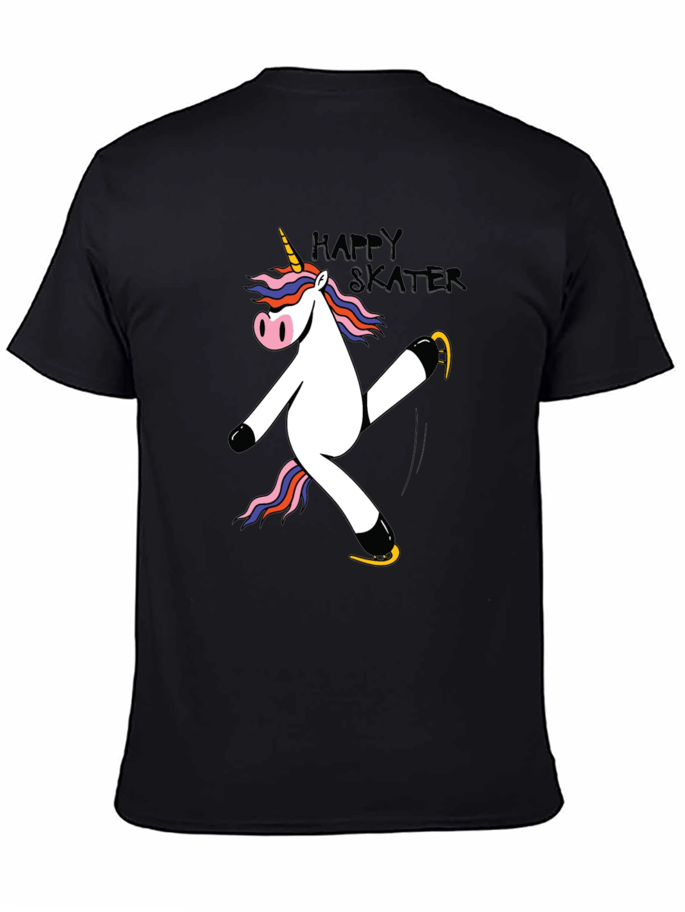 Unicorn Skater Black Graphic T-Shirt