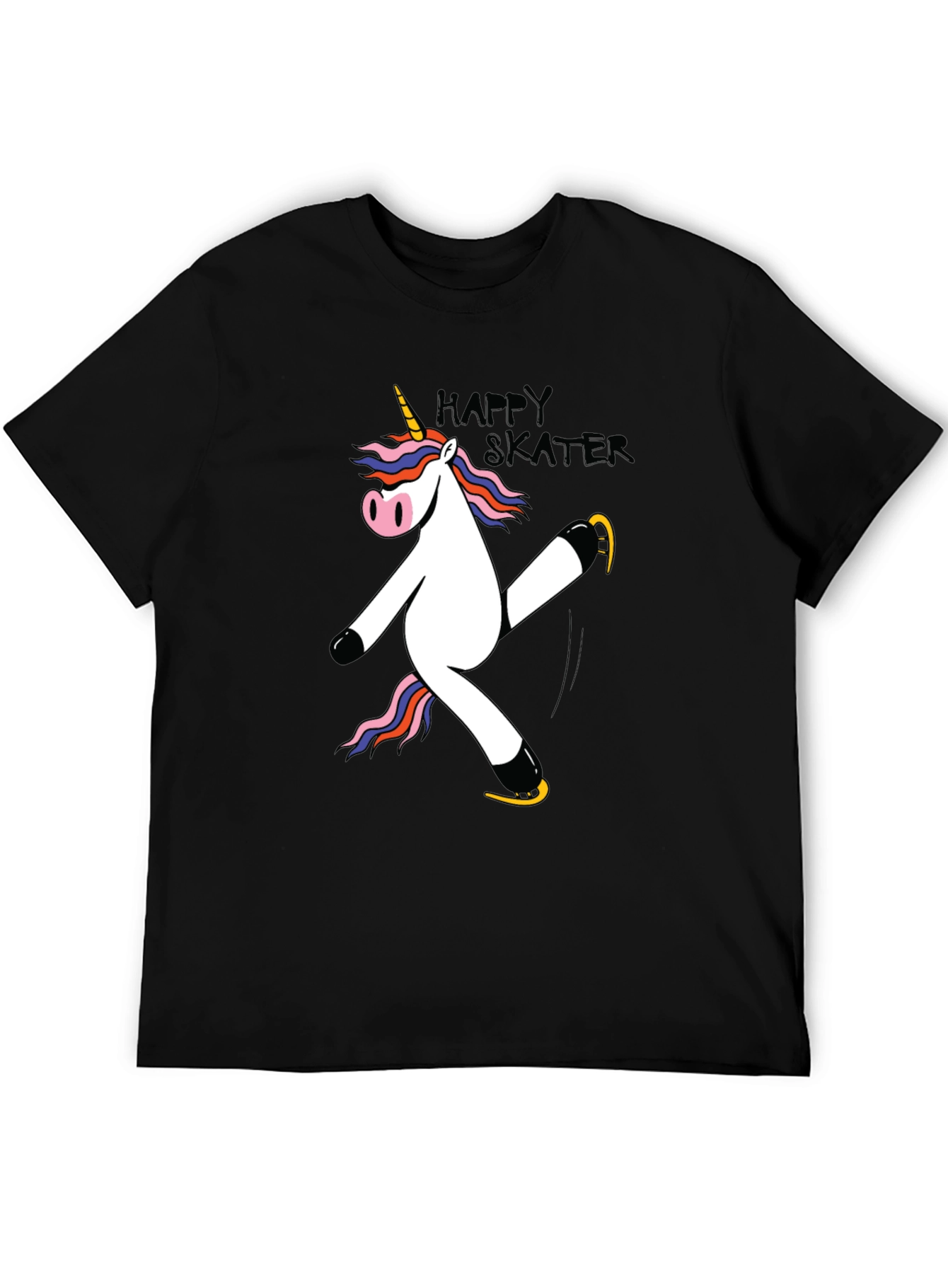 Unicorn Skater Black Graphic T-Shirt