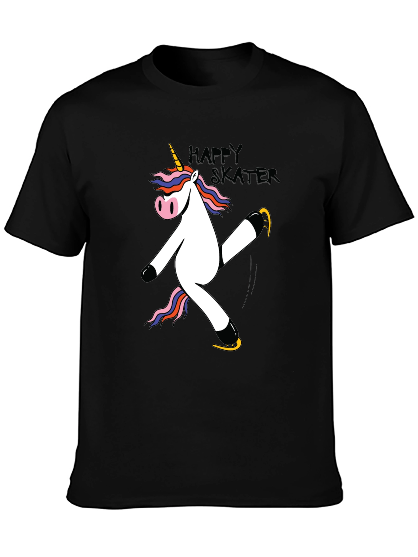 Unicorn Skater Black Graphic T-Shirt