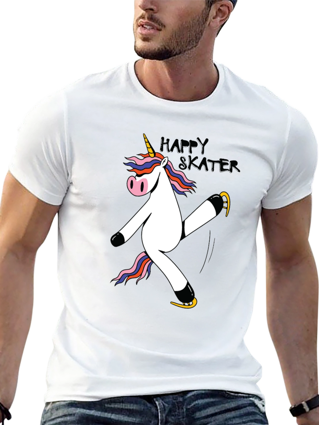 Unicorn Skater Black Graphic T-Shirt