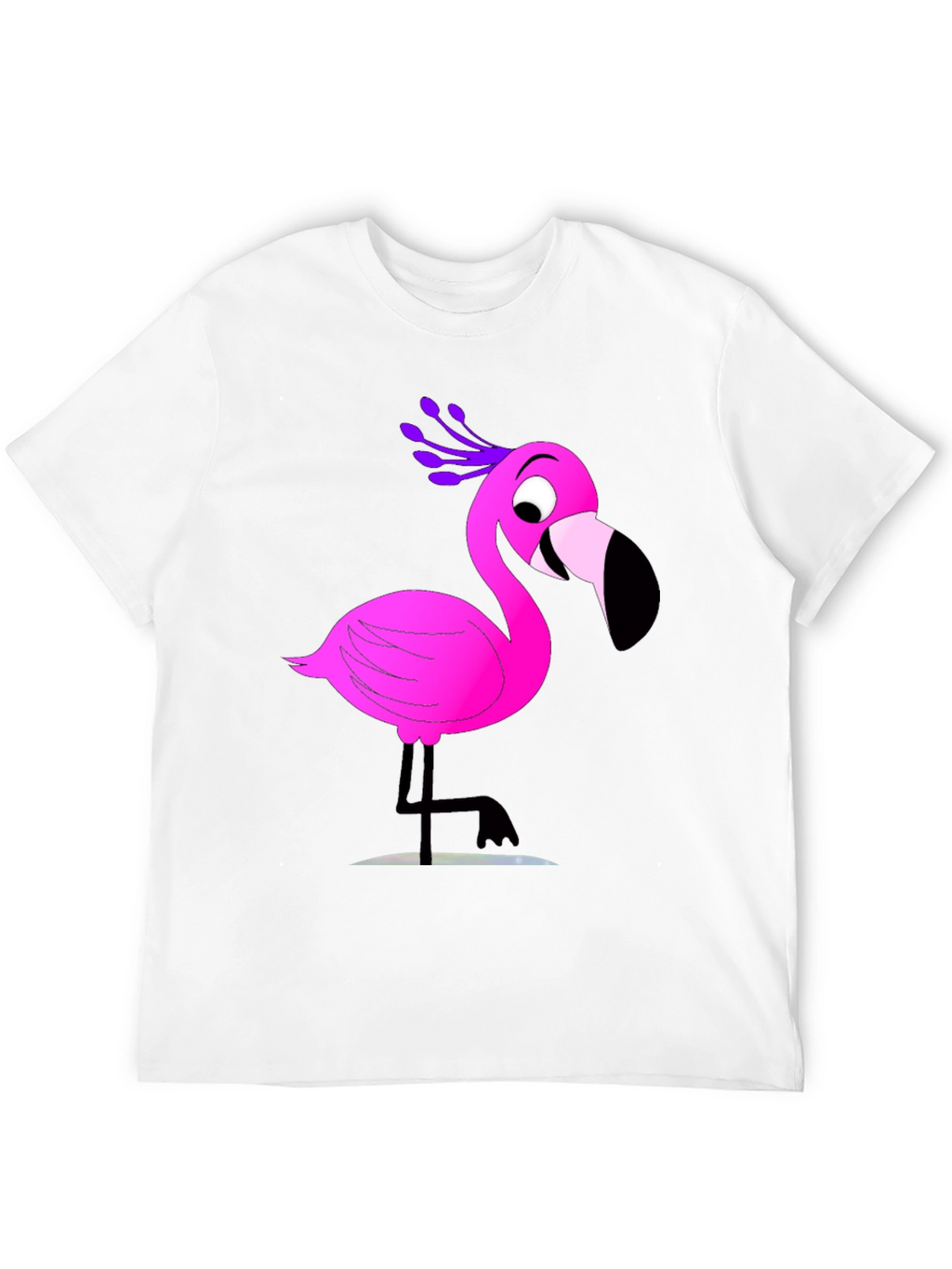 Fun Flamingo Graphic Tee - Casual Black T-Shirt