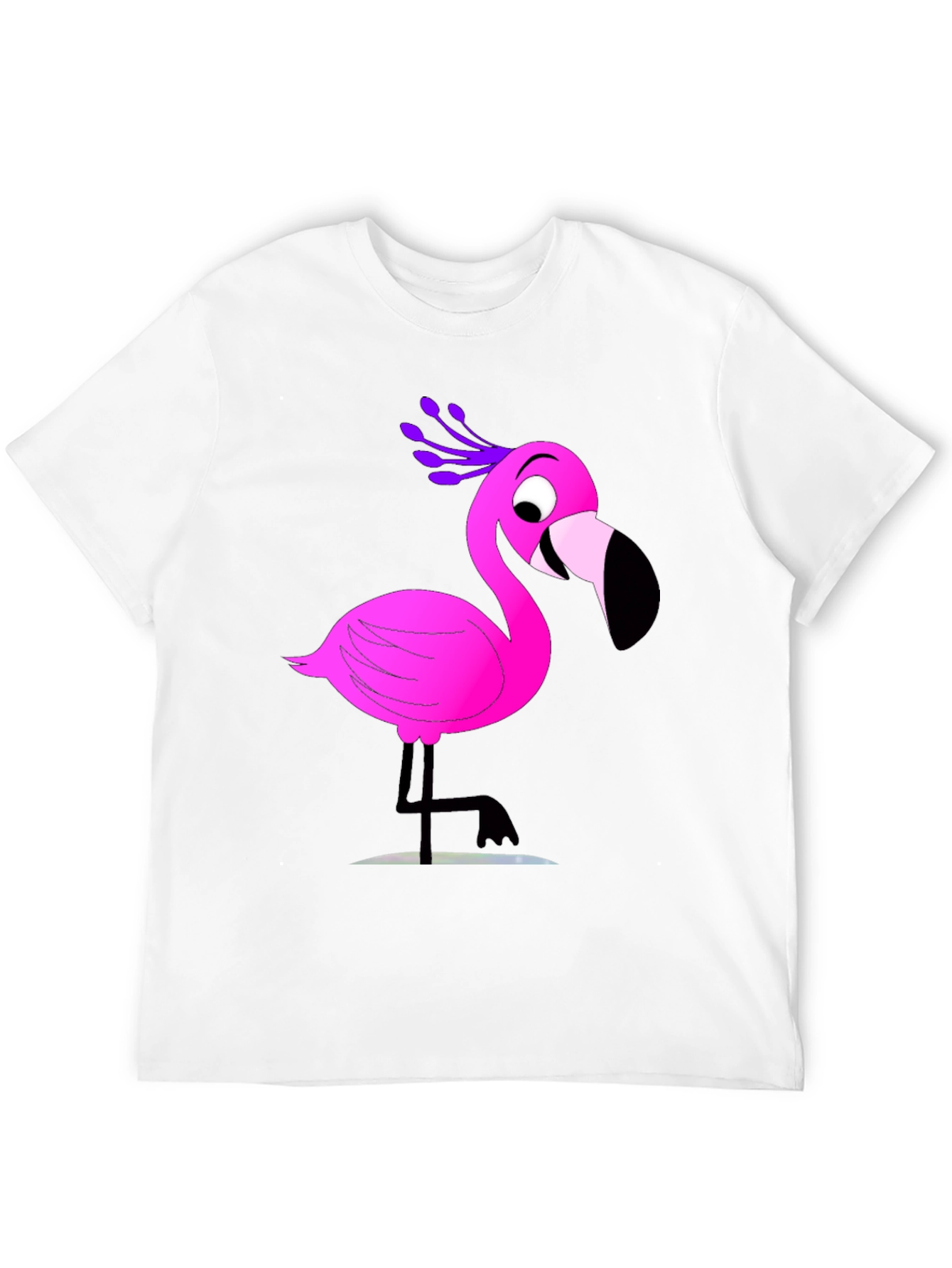 Fun Flamingo Graphic Tee - Casual Black T-Shirt