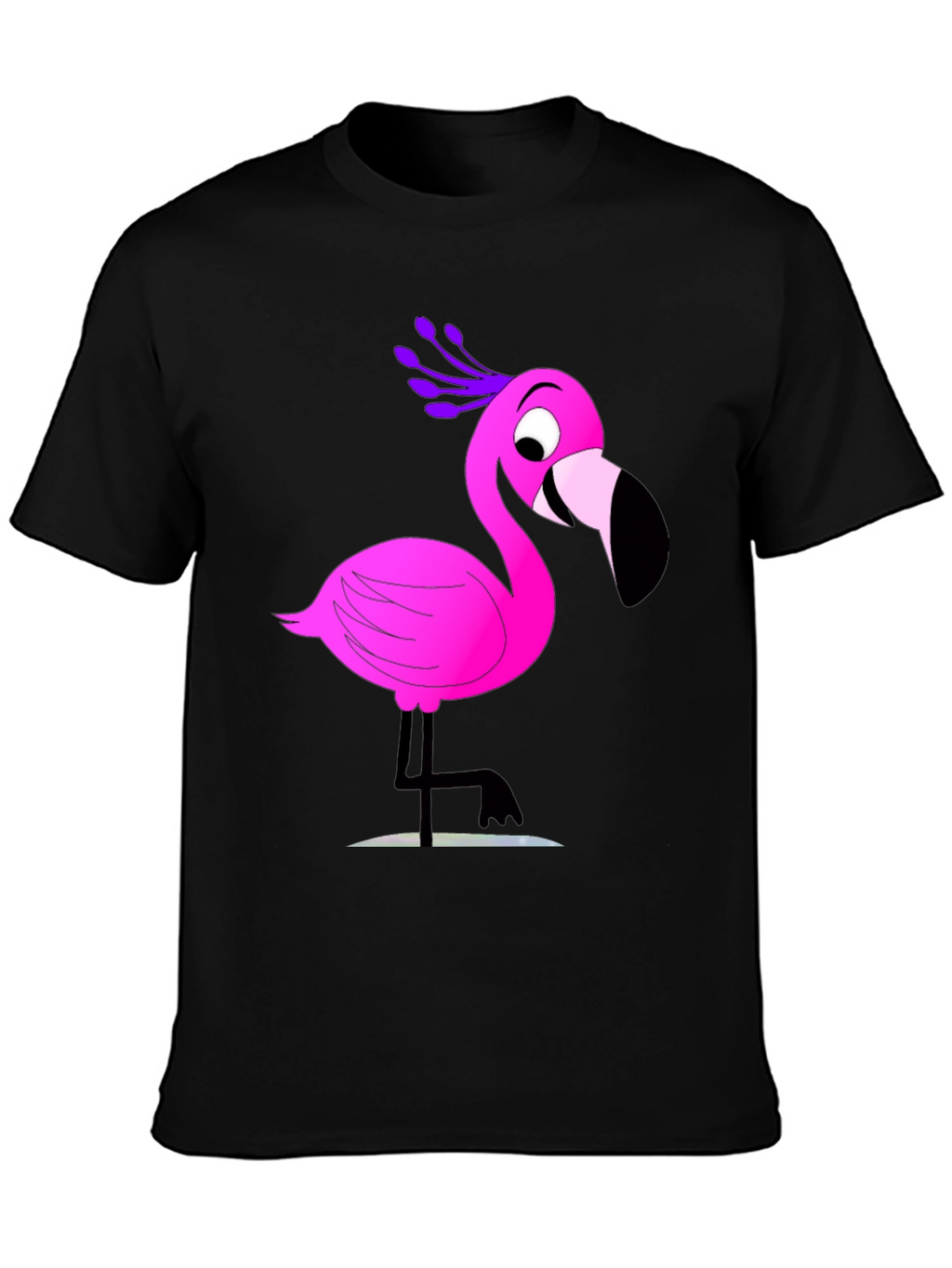 Fun Flamingo Graphic Tee - Casual Black T-Shirt