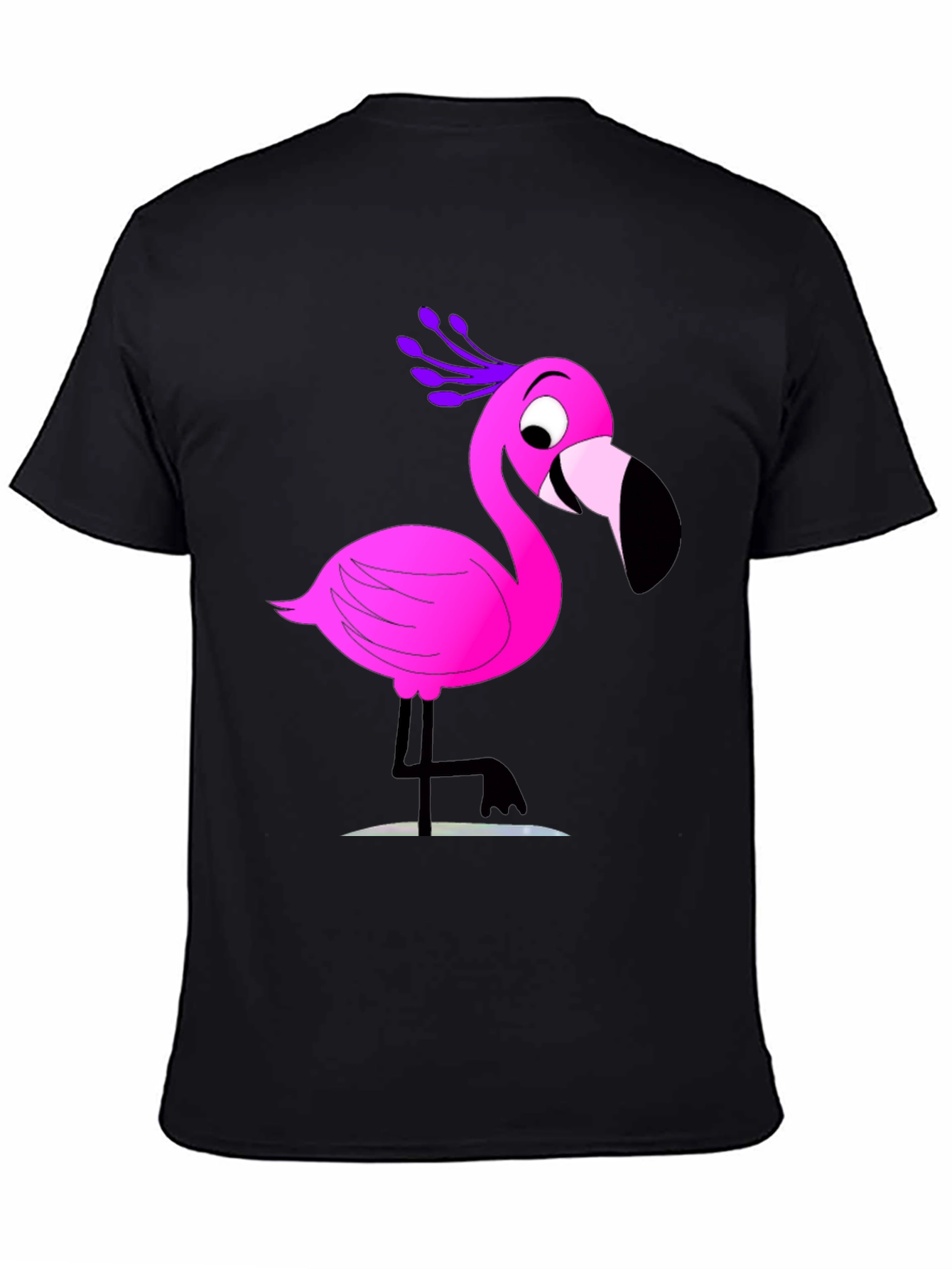Fun Flamingo Graphic Tee - Casual Black T-Shirt