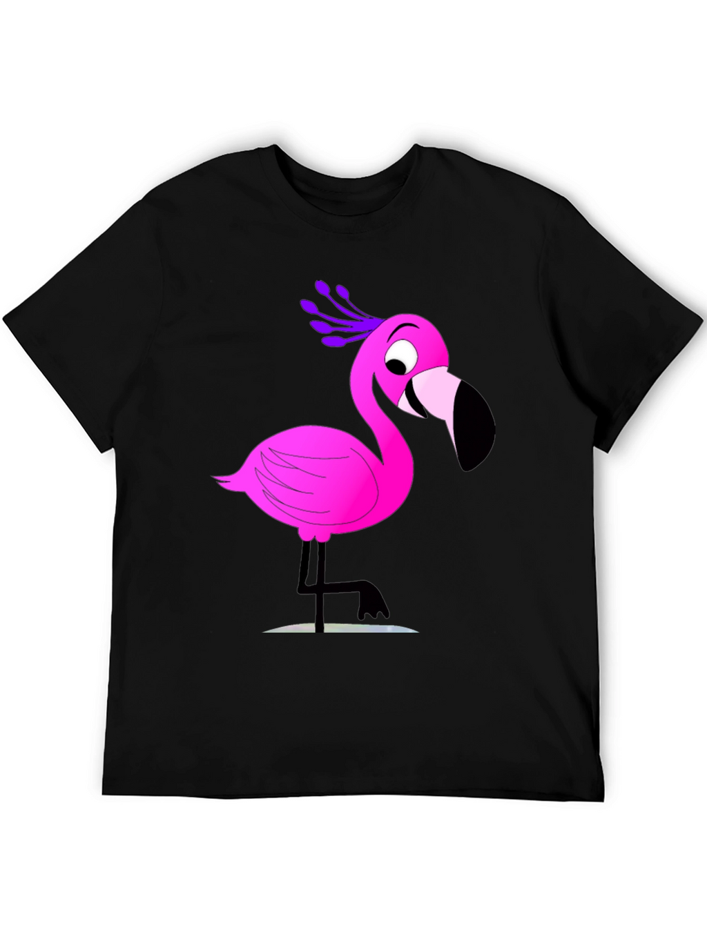 Fun Flamingo Graphic Tee - Casual Black T-Shirt