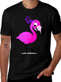 Fun Flamingo Graphic Tee - Casual Black T-Shirt
