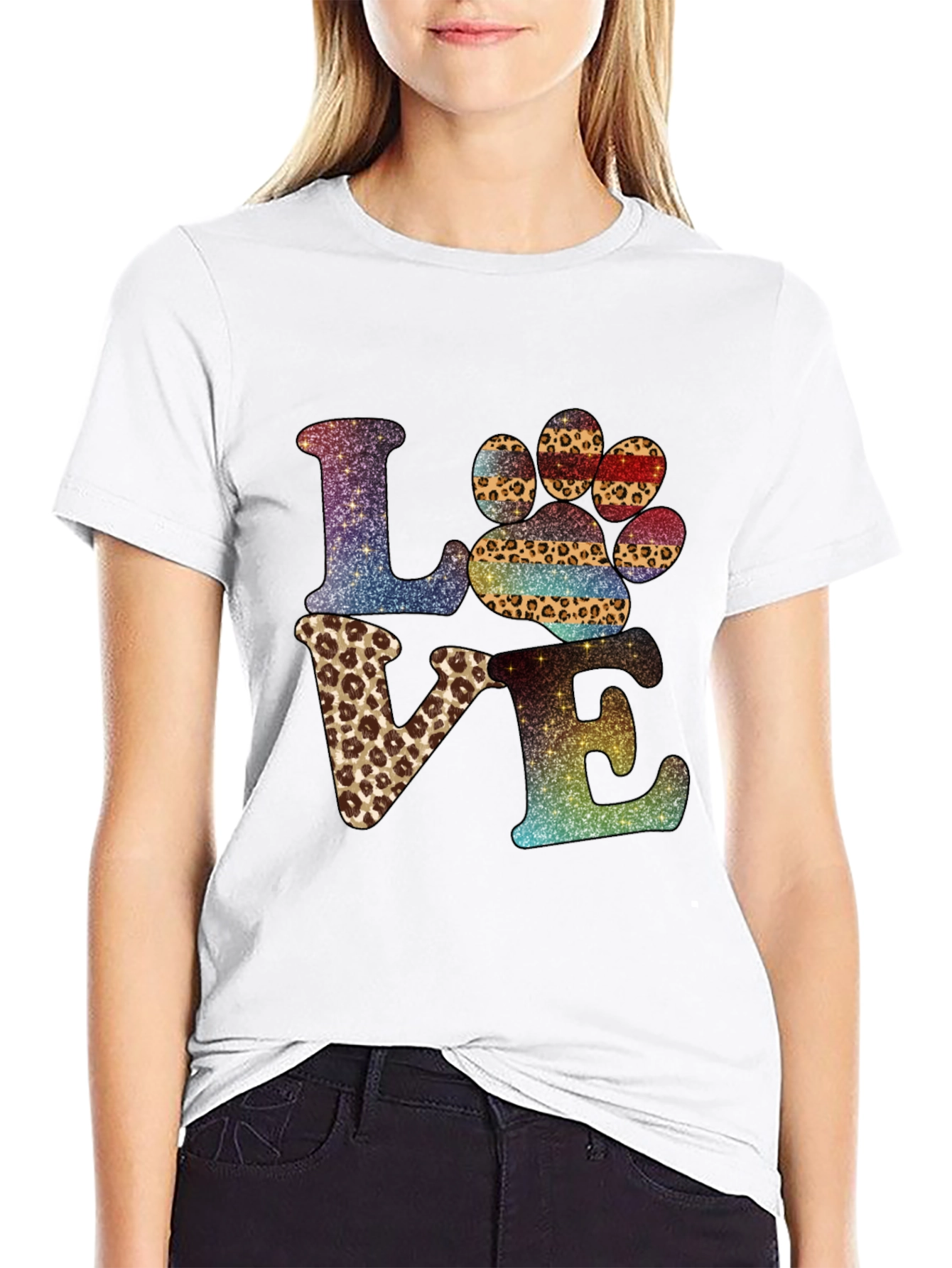 LOVE Paw Print Graphic T-Shirt