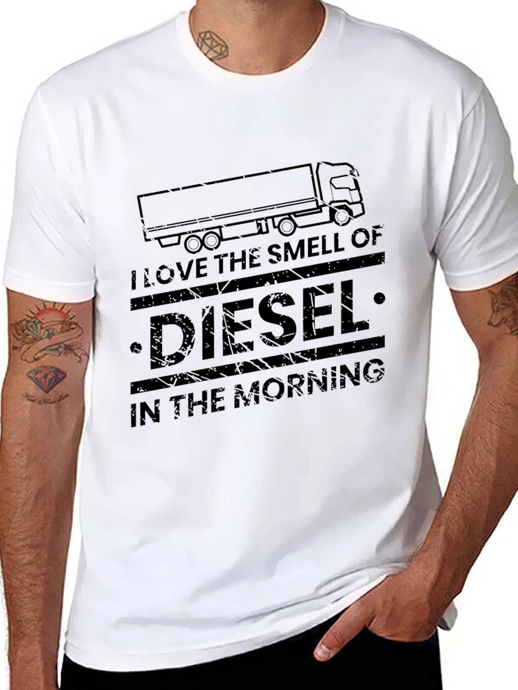 Diesel Smell Trucker Tee -  Mens Black Graphic T-Shirt