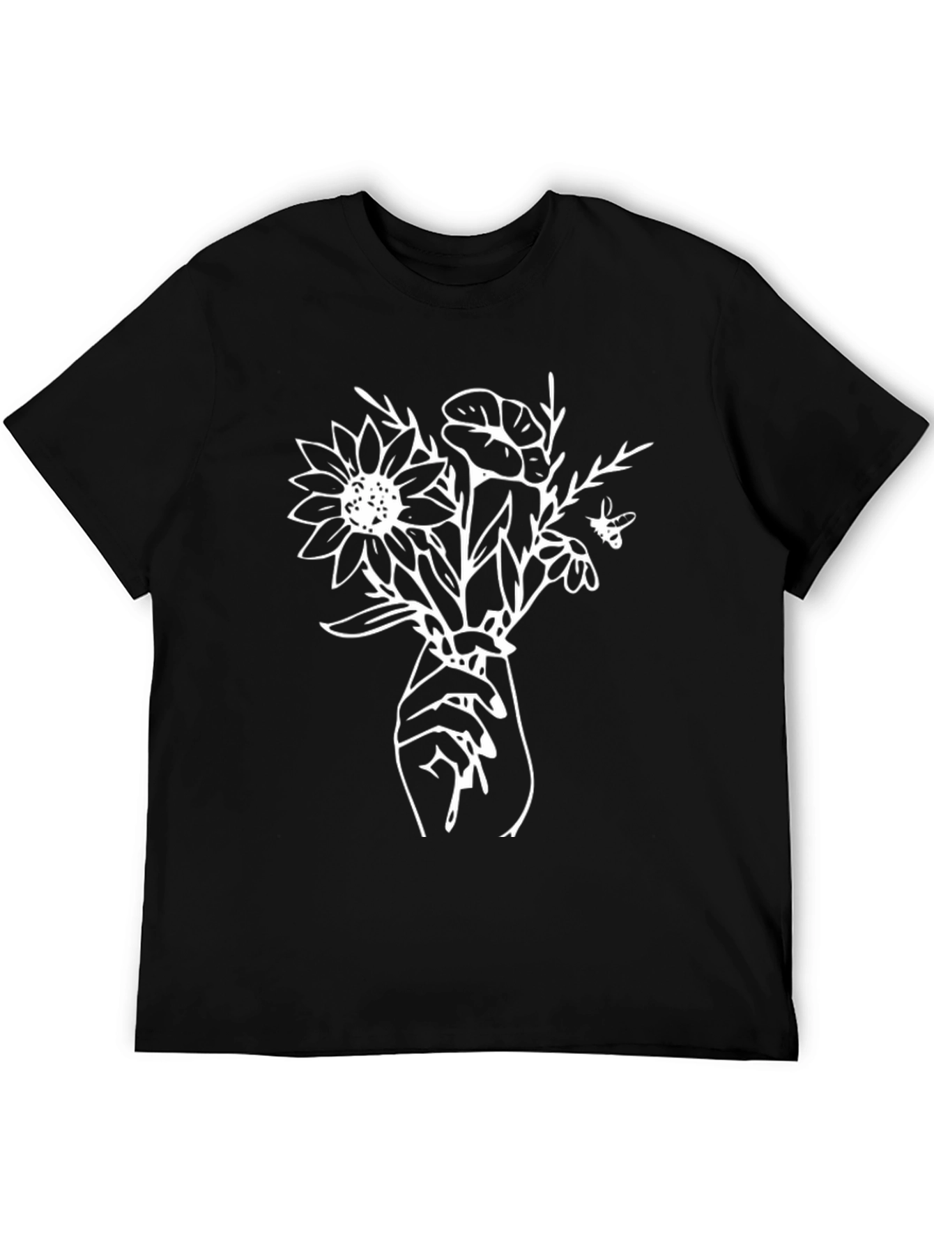 Floral Hand T-Shirt - Black Graphic Tee