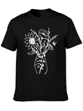 Floral Hand T-Shirt - Black Graphic Tee