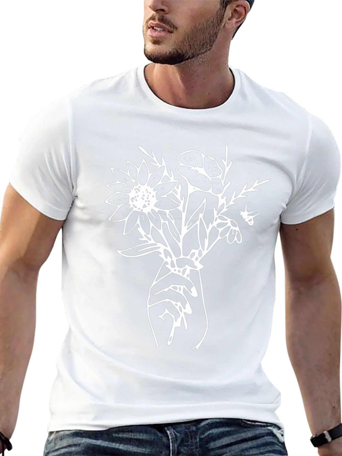 Floral Hand T-Shirt - Black Graphic Tee