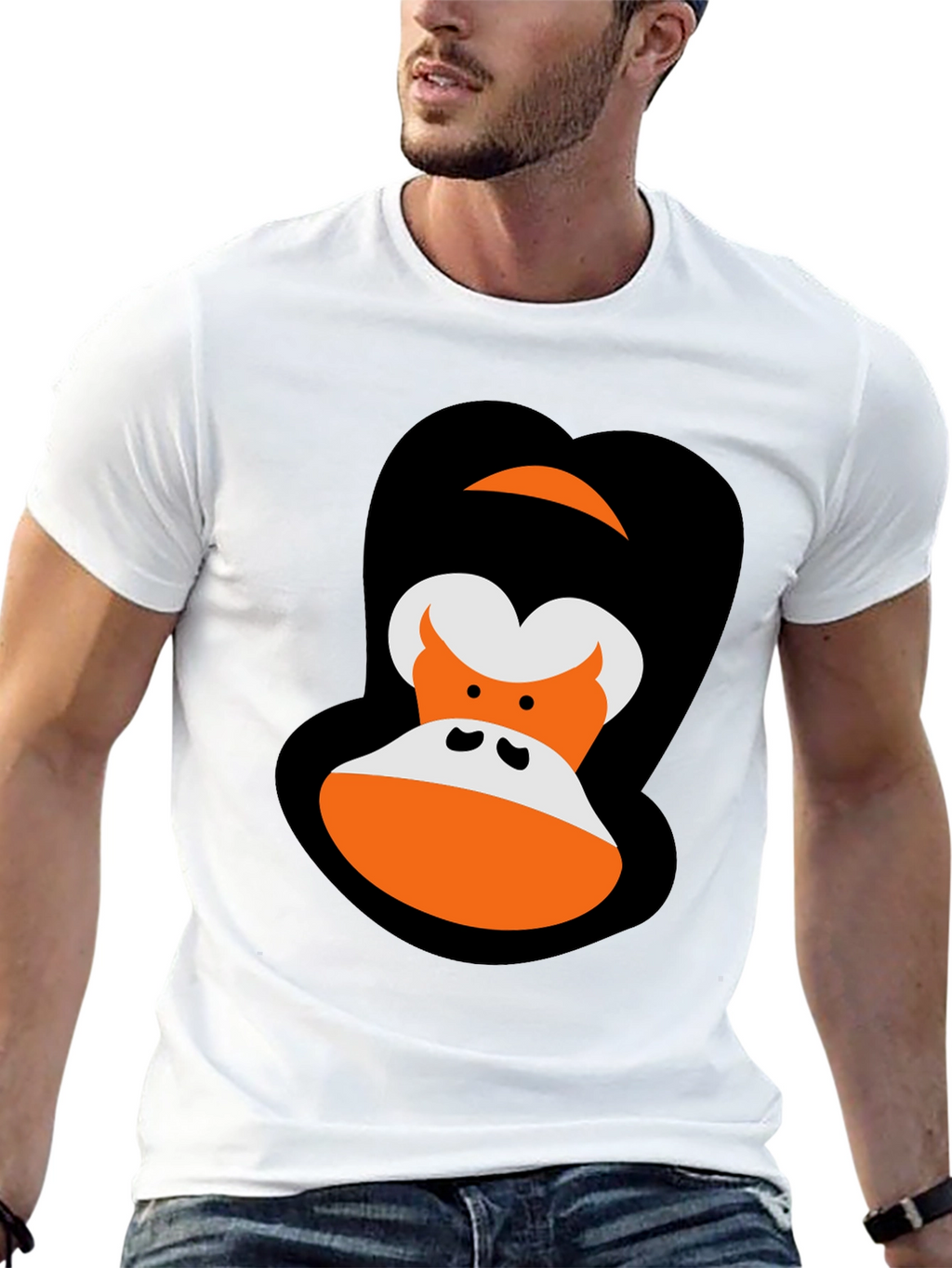 Cartoon Gorilla Graphic Tee - Black