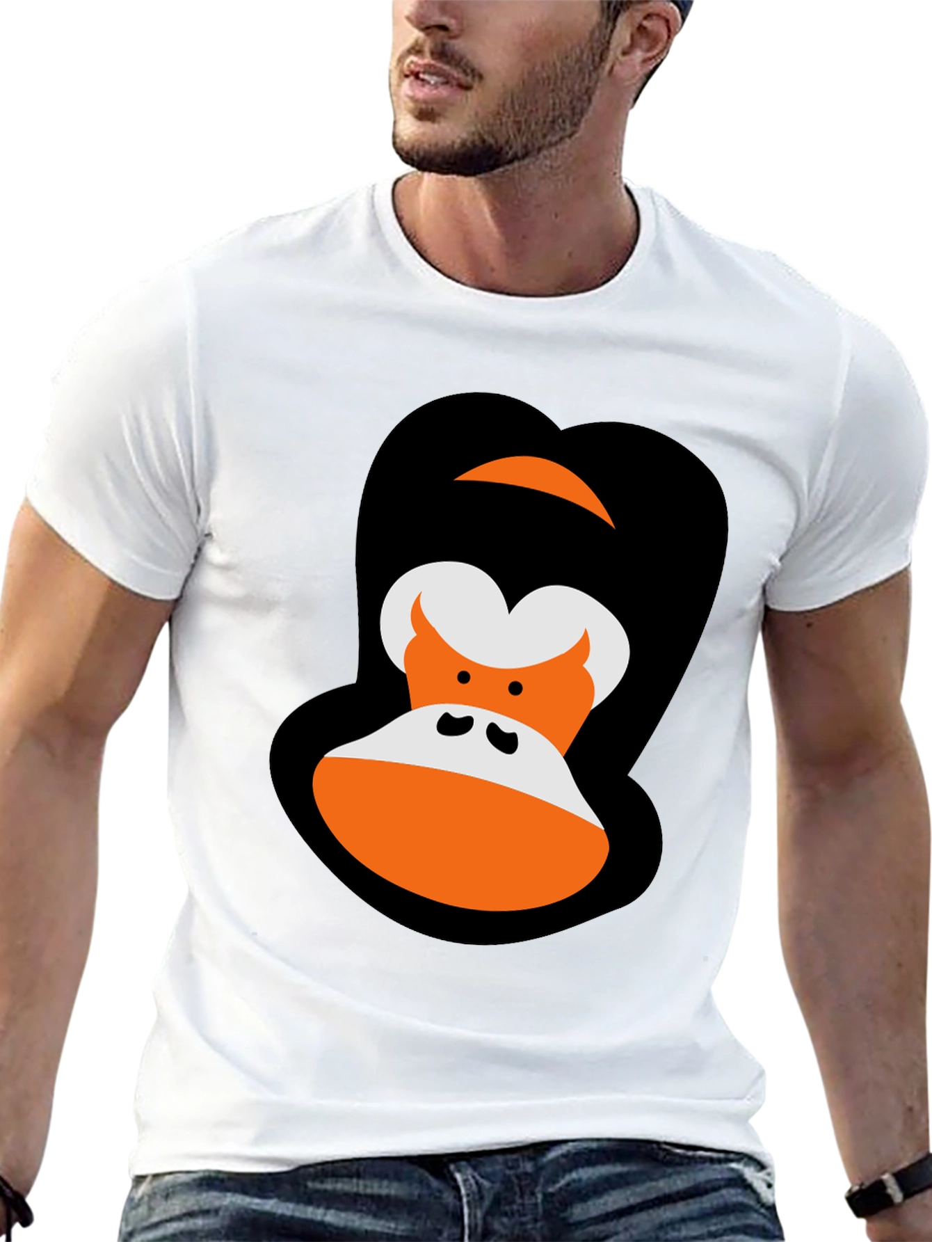 Cartoon Gorilla Graphic Tee - Black