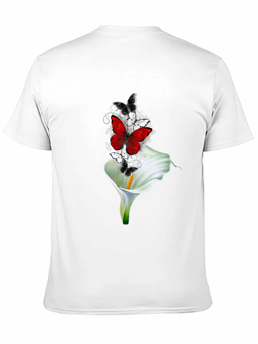 Butterfly & Lily Graphic T-Shirt - Black