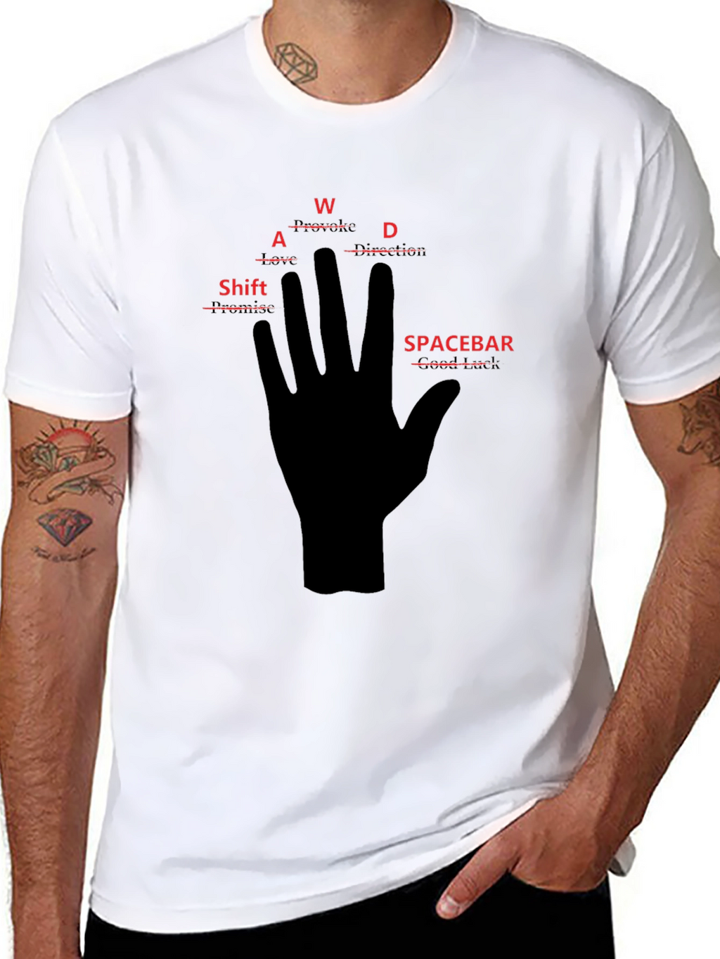 Gamer Hand T-Shirt: WASD Shift Spacebar Gaming Tee