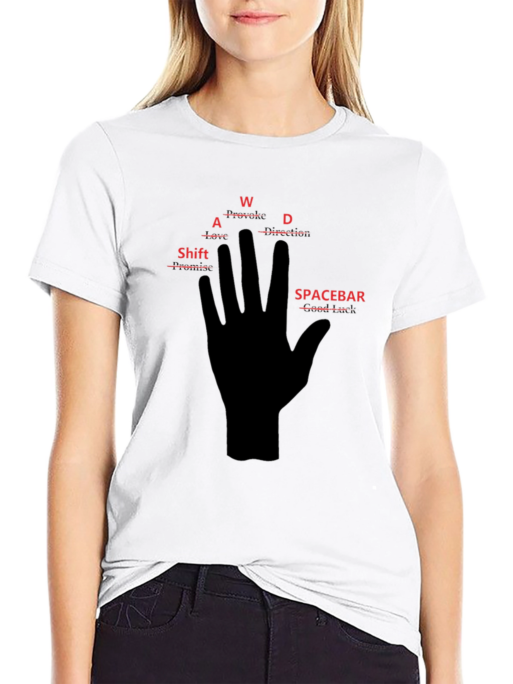 Gamer Hand T-Shirt: WASD Shift Spacebar Gaming Tee