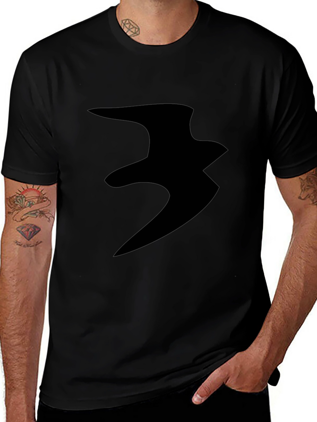 Abstract Print Black Casual T-Shirt