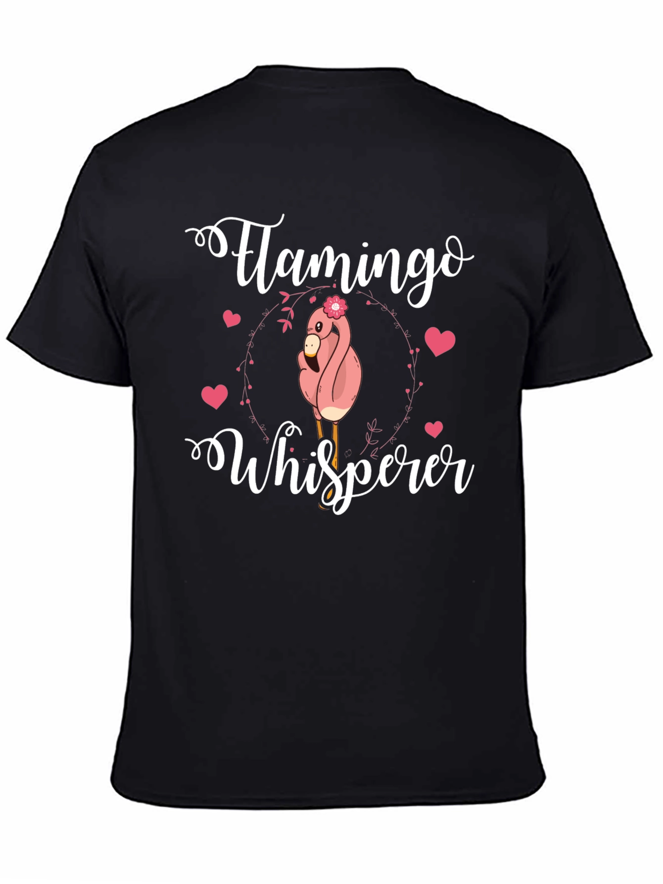 Flamingo Whisperer Graphic Tee - Black Cotton Blend