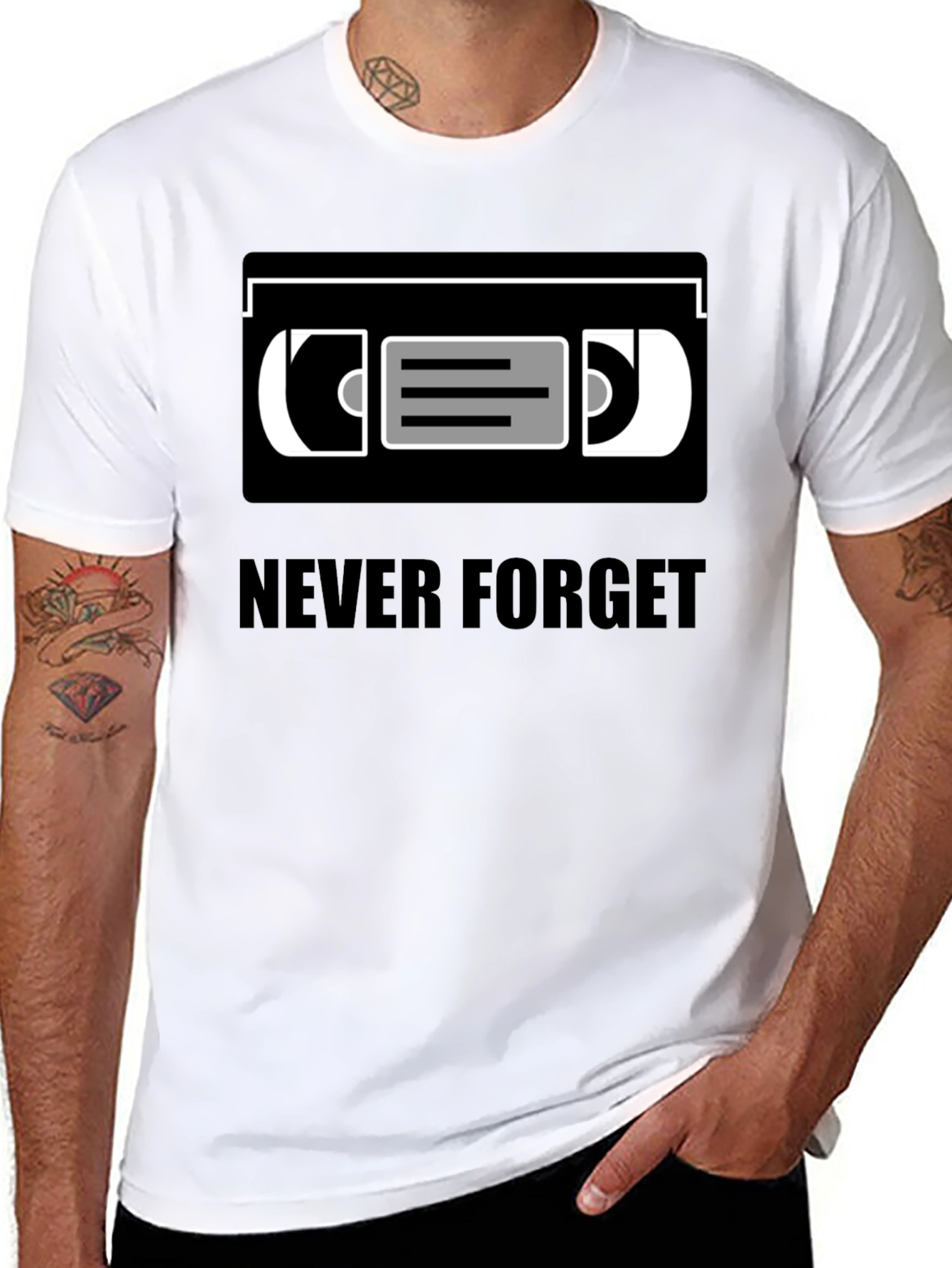 Never Forget VHS Tape T-Shirt Retro Nostalgia