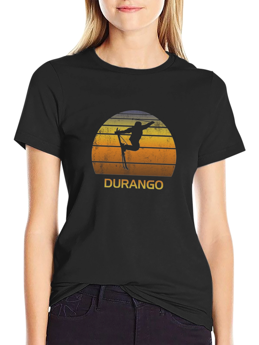 Durango Ski Sunset Black T-Shirt