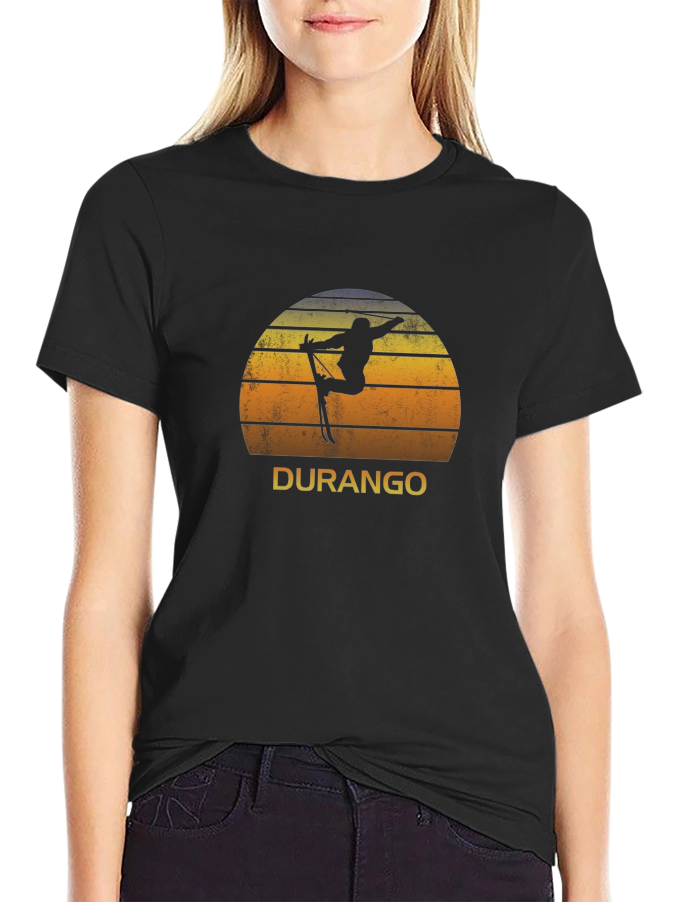 Durango Ski Sunset Black T-Shirt