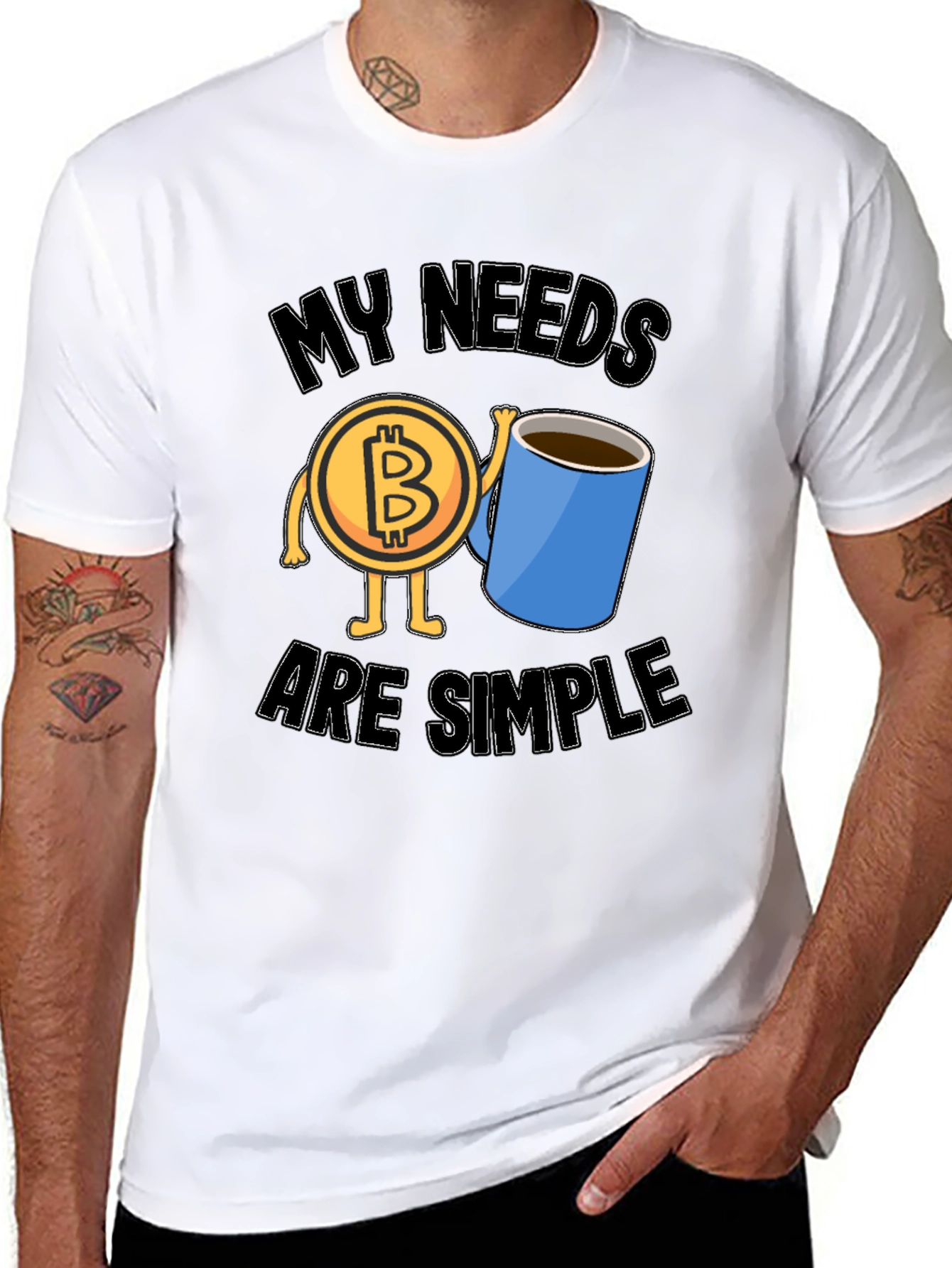 Bitcoin and Coffee Graphic T-Shirt