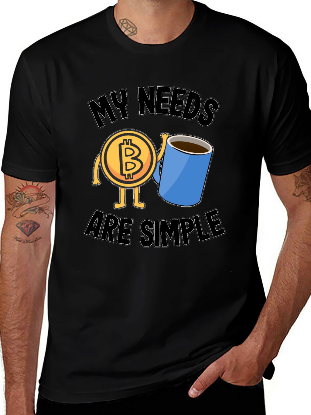 Bitcoin and Coffee Graphic T-Shirt