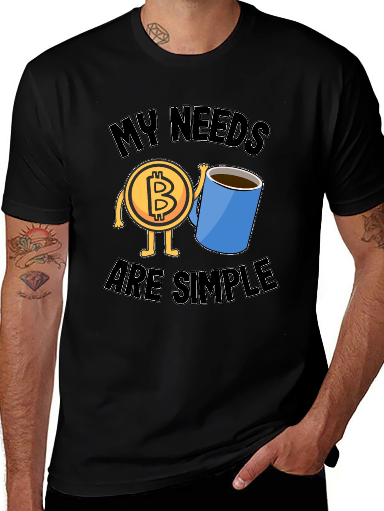 Bitcoin and Coffee Graphic T-Shirt