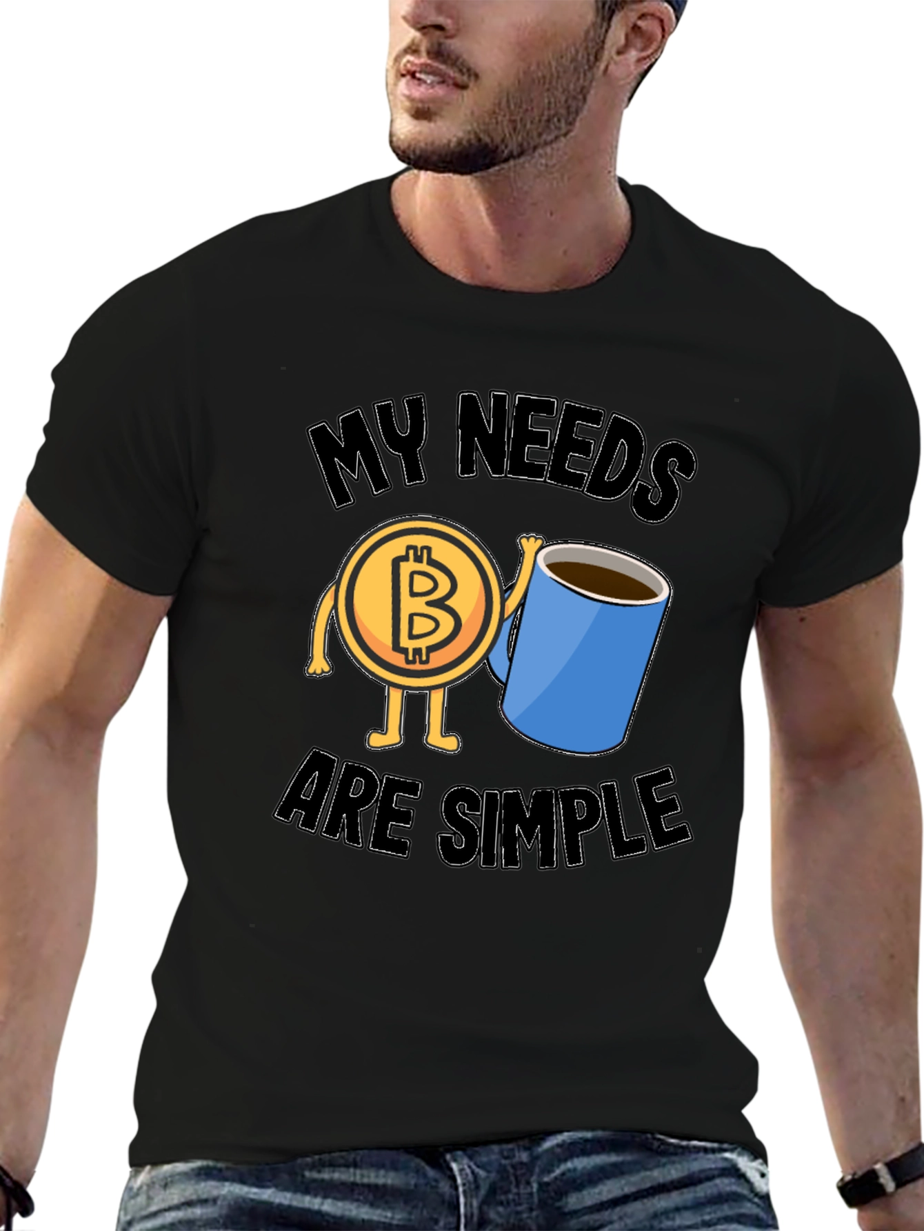 Bitcoin and Coffee Graphic T-Shirt