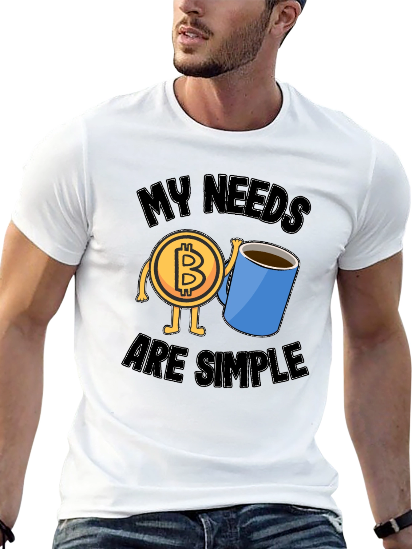 Bitcoin and Coffee Graphic T-Shirt