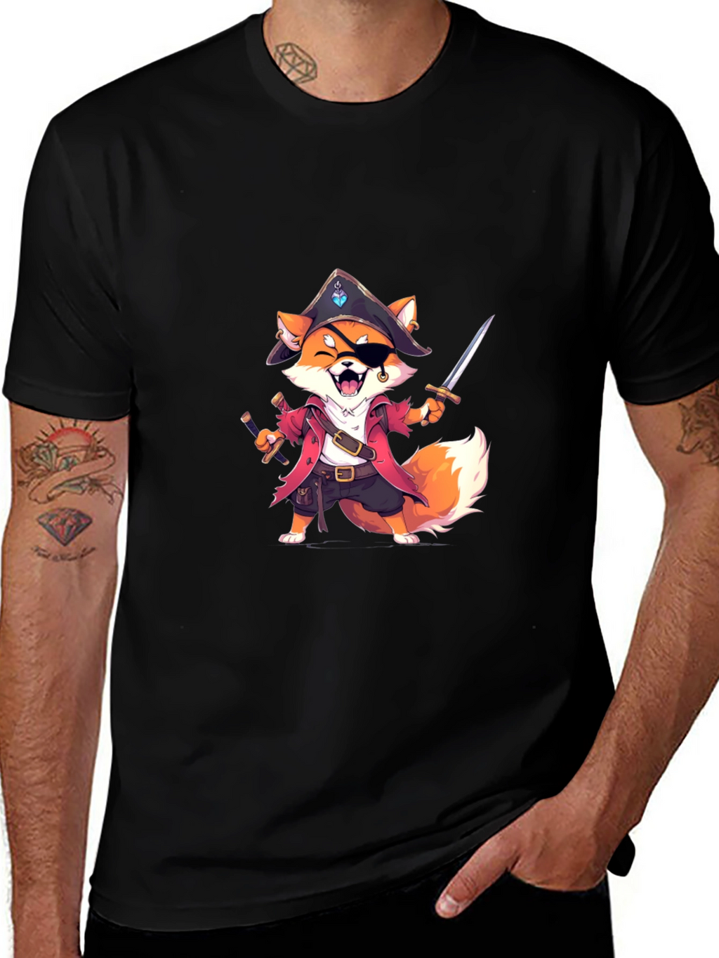 Pirate Fox Graphic Tee - Soft Cotton Blend